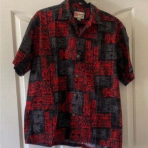 THE HAWAIIAM Red and Black Patterned Men's Shirt. Size XL